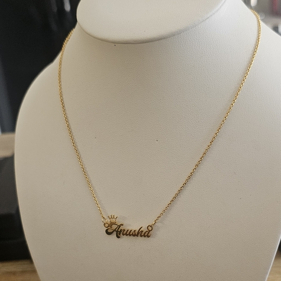 Custom Name Gold Plated Crown Necklace. - Picture 4 of 7